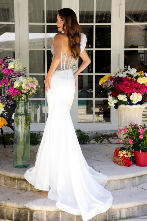 Ava Presley 39558 couture-inspired one-shoulder gown