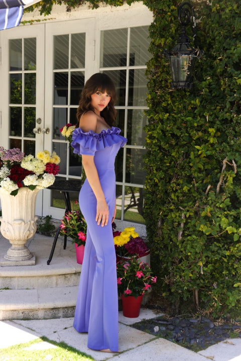 Ava Presley 39574 sleek lilac jumpsuit with layered ruffles