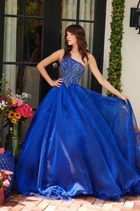 Ava Presley 29258 fitted prom dress with crystal accents