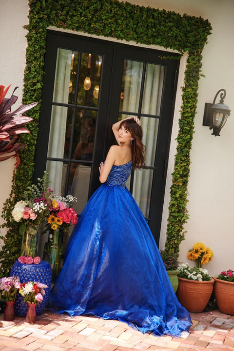 Ava Presley 29258 formal dress with intricate bead design