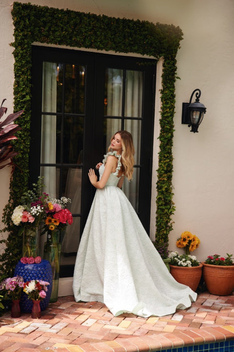 Ava Presley 40095 floral prom gown with a contemporary twist