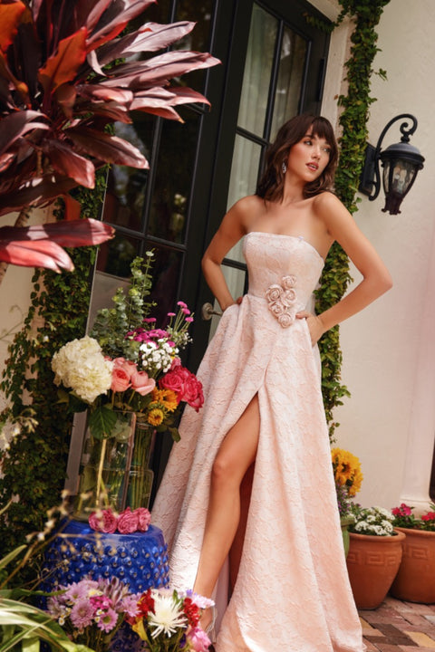 Ava Presley 40097 elegant prom dress with flowing skirt