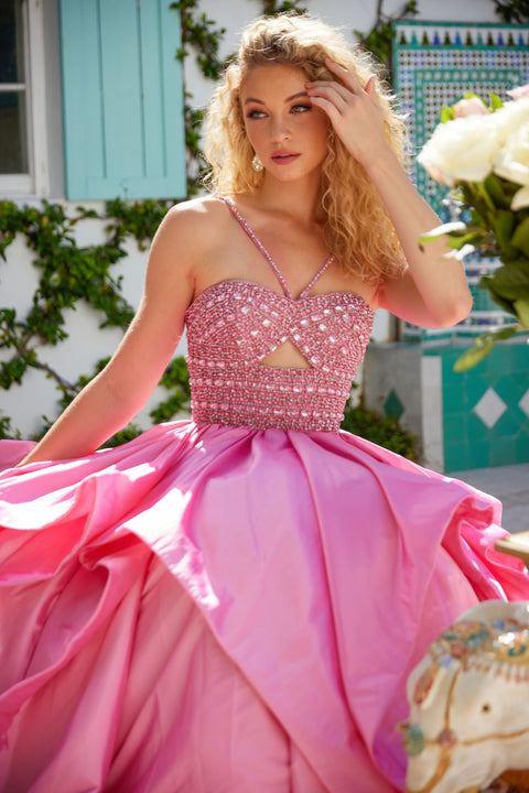 Ava Presley 40054 beaded formal gown with unique cutout