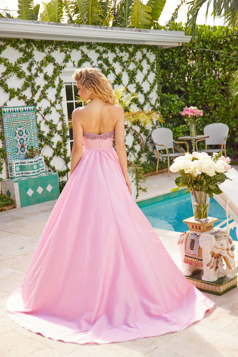 Ava Presley 40523 elegant strapless gown with slit