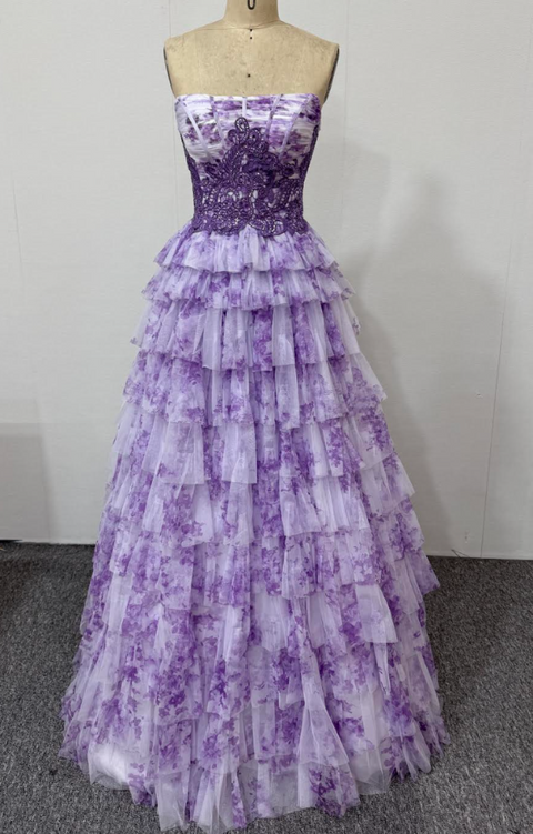 Ava Presley 47106 white and blue gown for galas and formal events