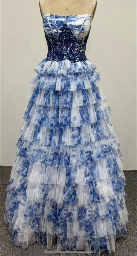 Ava Presley 47106 ruffled evening gown with flattering silhouette