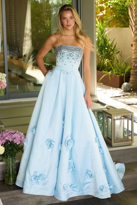 Ava Presley 26532 strapless ball gown with beaded bodice