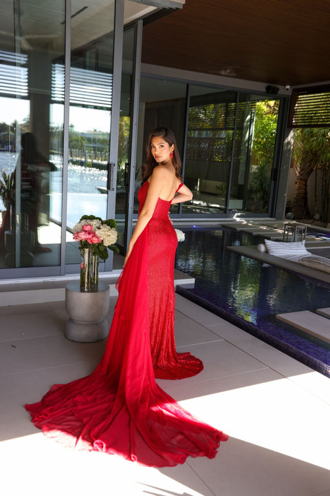 Ava Presley 47124 full-length dress with sequin embellishments