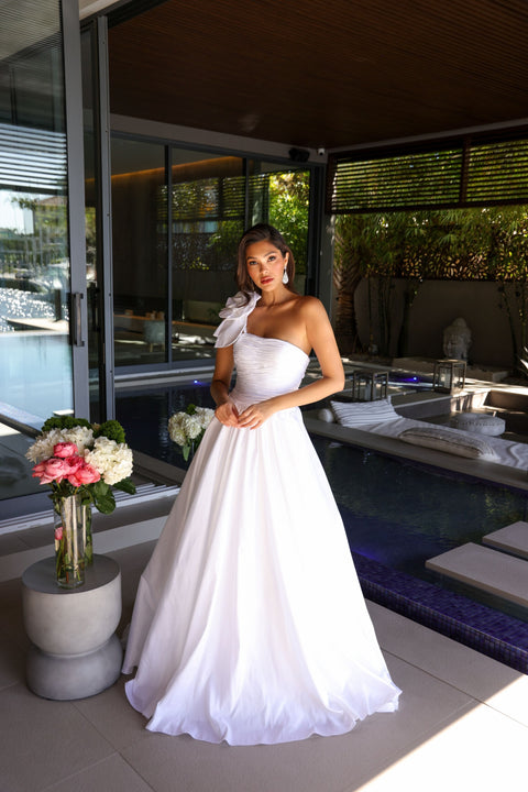 Ava Presley 26524 statement ballgown with floral detail