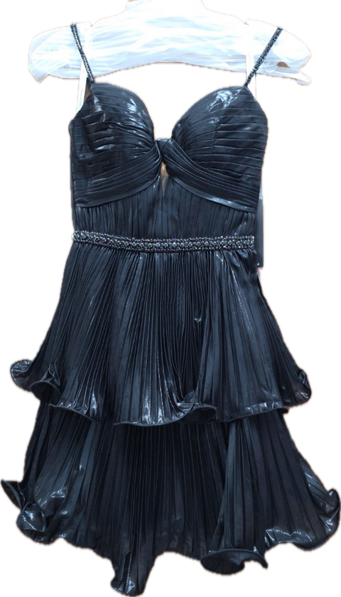 Ava Presley 29262 short statement dress with unique bodice design