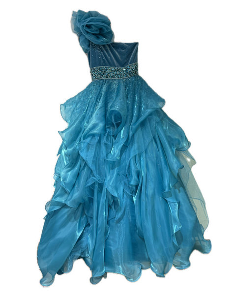 Ava Presley 26813 one shoulder ruffle detail gown