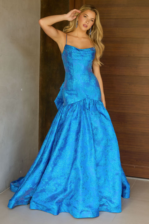 Ava Presley 26419 - Long Brocade Gown with Mermaid Skirt