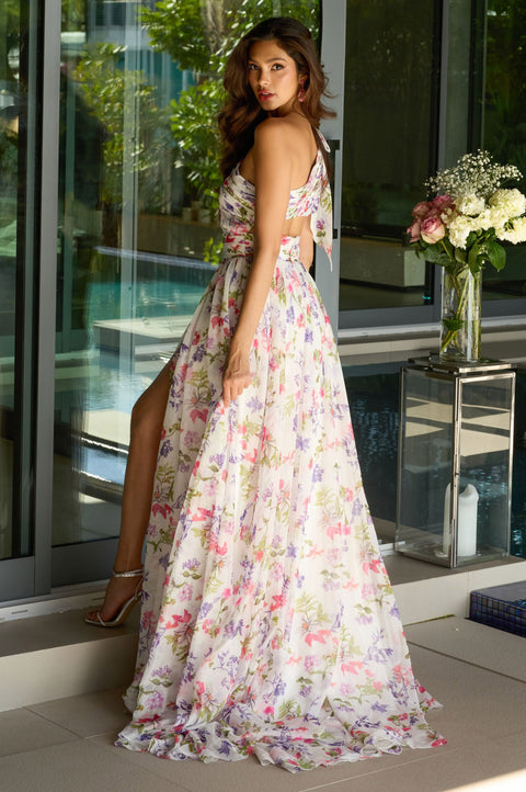 Ava Presley 42237 - One Shoulder Floral Print Long Gown