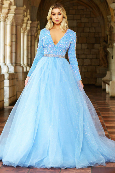 Ava Presley 38332 glitter tulle ball gown