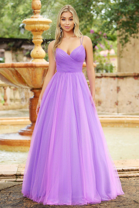 Ava Presley 27824 - Glitter Tulle Lace Up Ball Gown
