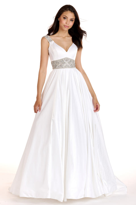 Ava Presley 27796 - Beaded Waist A Line Gown