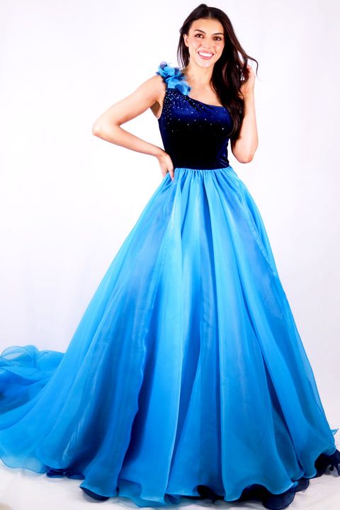 Ava Presley 37376 - Floral One Shoulder Ball Gown