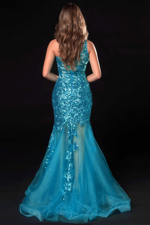 Ava Presley 37333 - One Shoulder Sequin Mermaid Gown