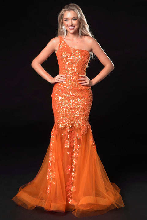 Ava Presley 37333 - One Shoulder Sequin Mermaid Gown