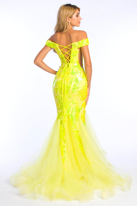 Ava Presley 37337 - Off Shoulder Sequin Mermaid Gown