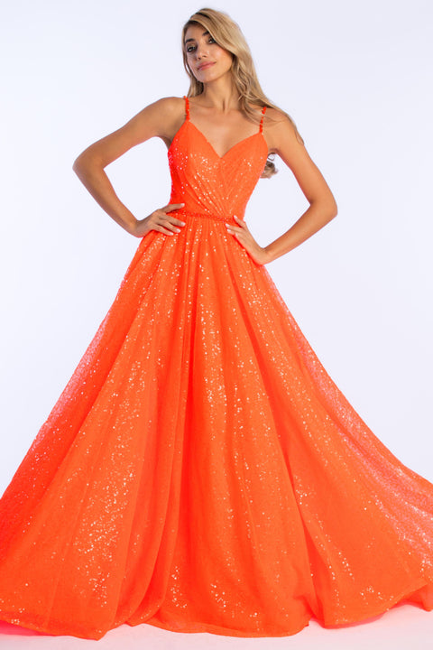 Ava Presley 37340 - Glitter Tulle A Line Prom Gown