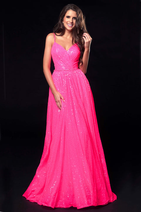 Ava Presley 37340 - Glitter Tulle A Line Prom Gown