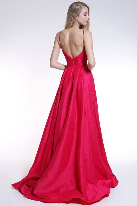 Ava Presley 35738 - Satin A Line Slit Gown