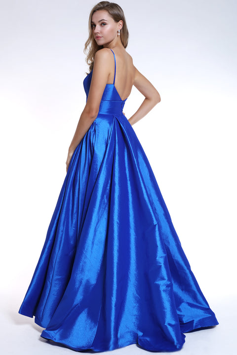 Ava Presley 35738 - Satin A Line Slit Gown