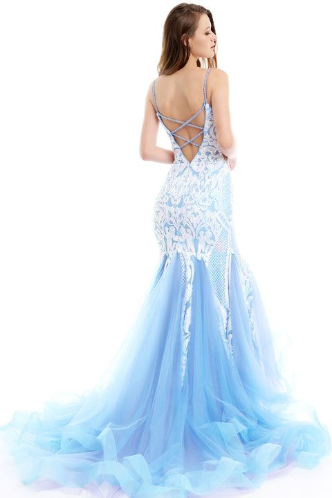 Ava Presley 35753 - Embroidered Lace Mermaid Tulle Gown
