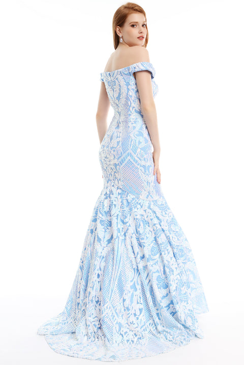 Ava Presley 35754 - Off Shoulder Lace Mermaid Gown