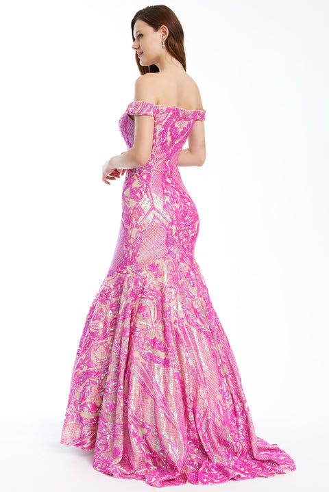 Ava Presley 35754 - Off Shoulder Lace Mermaid Gown