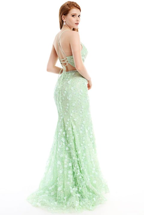 Ava Presley 36016 - Beaded Floral Lace Prom Gown