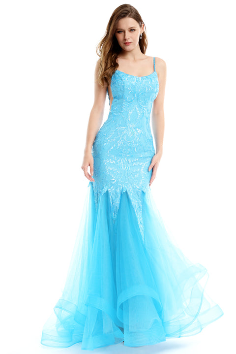 Ava Presley 36005 - Sequin Mermaid Tulle Prom Gown