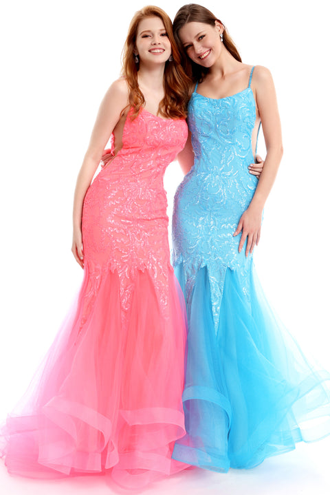 Ava Presley 36005 - Sequin Mermaid Tulle Prom Gown