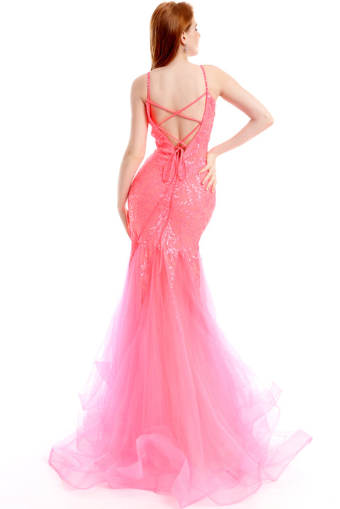 Ava Presley 36005 - Sequin Mermaid Tulle Prom Gown