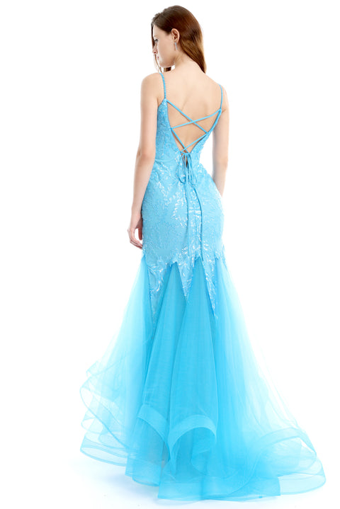 Ava Presley 36005 - Sequin Mermaid Tulle Prom Gown