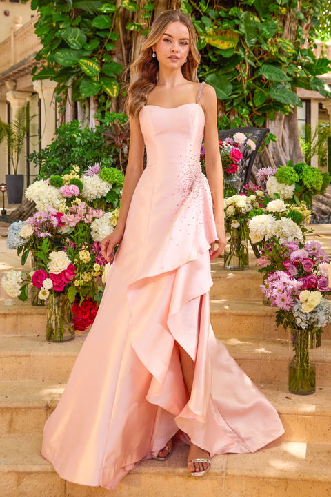 Ava Presley 42579 - Beaded Draped Ruffle Prom Gown