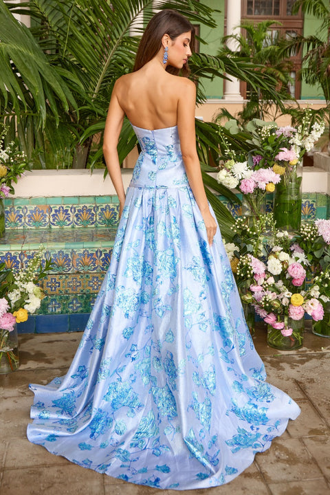 Ava Presley 42460 - Metallic Floral Drop Waist Ball Gown