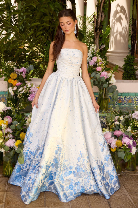 Ava Presley 42540 - Ruched Floral Border Ball Gown