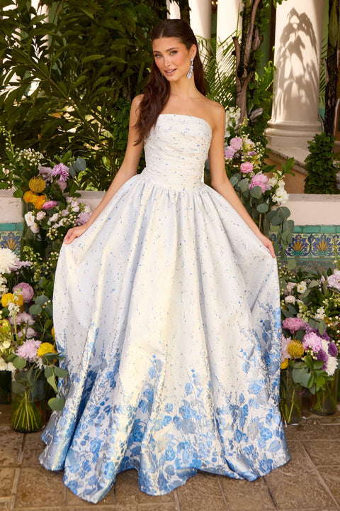 Ava Presley 42540 - Ruched Floral Border Ball Gown