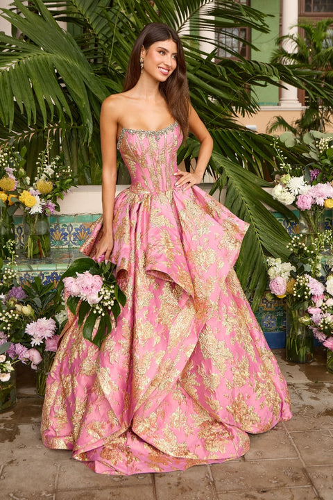 Ava Presley 42541 - Cascading Ruffle Corset Ball Gown