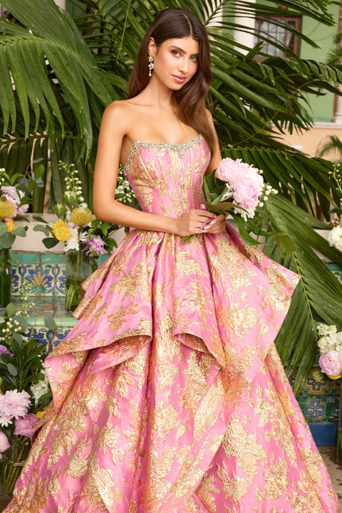 Ava Presley 42541 - Cascading Ruffle Corset Ball Gown