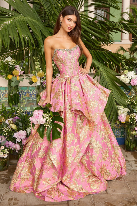 Ava Presley 42541 - Cascading Ruffle Corset Ball Gown