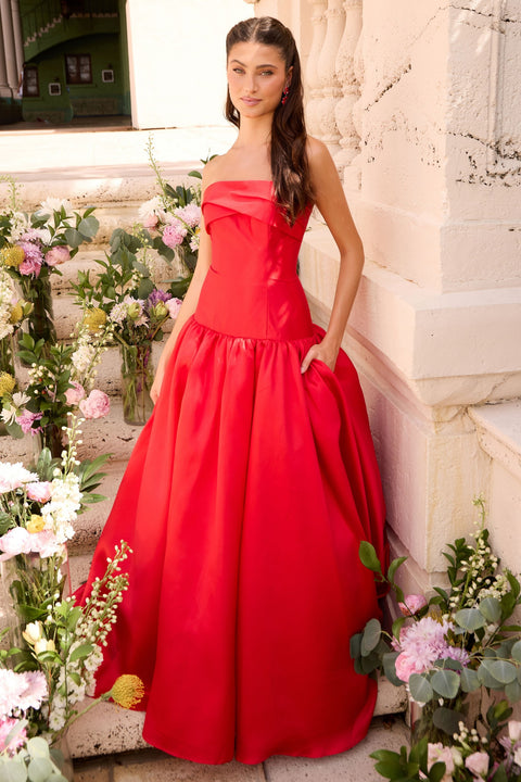 Ava Presley 47374 - Folded Neckline Drop Waist Gown