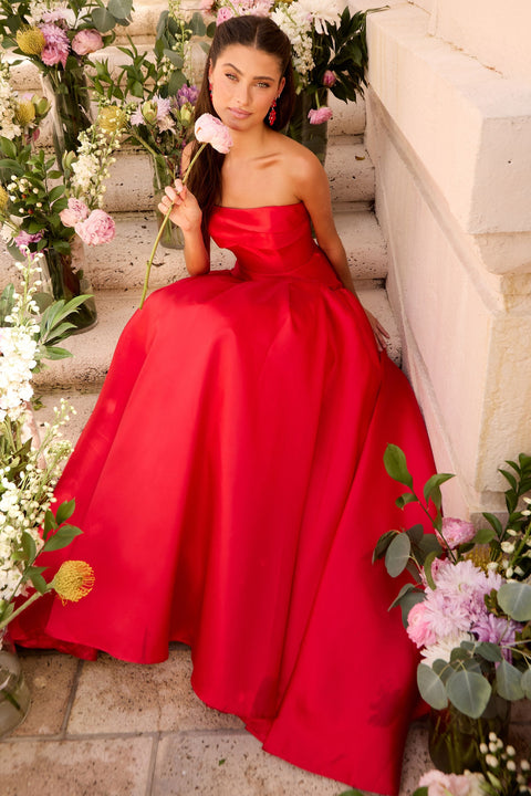 Ava Presley 47374 - Folded Neckline Drop Waist Gown