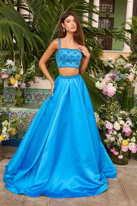 Ava Presley 42531 - Two Piece Beaded Satin Ball Gown