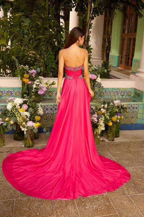 Ava Presley 42650 - Strapless Floral Beaded Prom Gown