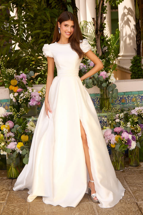 Ava Presley 43023 - Puff Sleeve A Line Prom Gown