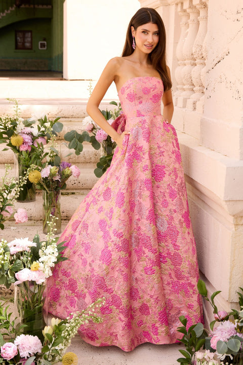 Ava Presley 43082 - Sparkling Floral Gown with Full Skirt