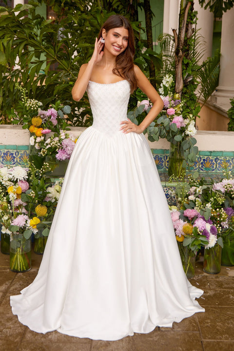 Ava Presley 47364 - Straight Neckline Gown with Peplum Detail